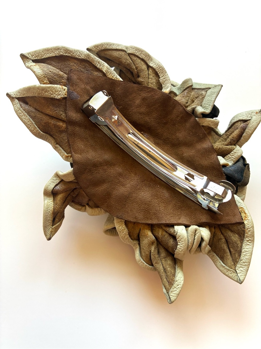 Vintage  Unique Natural Leather Barrette for Women’s Hair - Picture 6 of 15